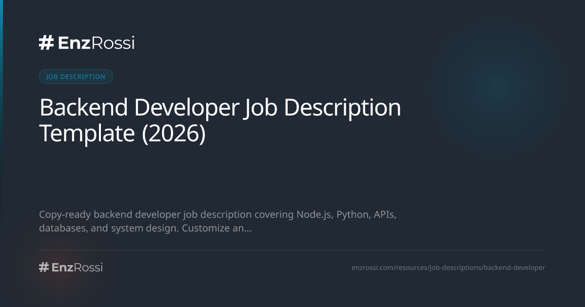 Backend Developer Job Description Template (2026)